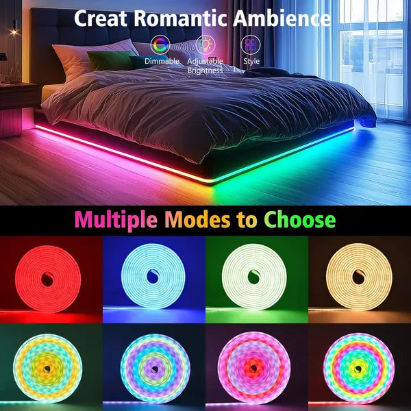 RGB Neon LED Strip Lights, 16.4Ft Led Neon Rope Lights With App Remote Control, Music Sync,Waterproof, Flexible DIY Lights Design For Bedroom, Living, Gaming Room, Party Decor