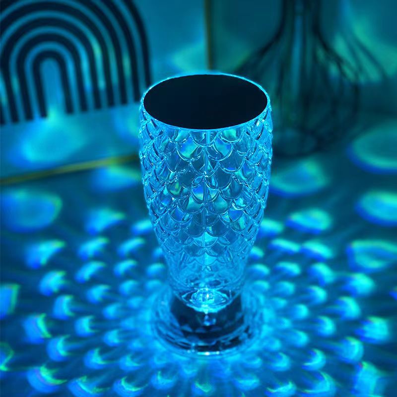 Fish Scale Lamp With USB Port LED Rechargeable Touch Night Light Crystal Lamp